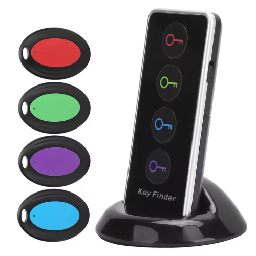 🔍 Localisateur d’Objets Sans Fil avec Alarme Sonore – 4 Récepteurs Colorés
