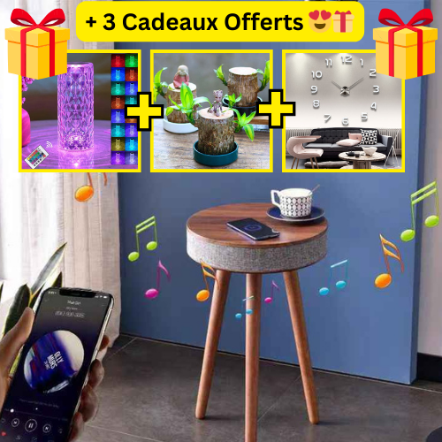 Table Intelligente Multifonction 🔋🔊 +🎁 Lampe Crystal +🎁 Horloge Murale 3D +🎁 Pot Déco 🌱